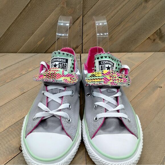 Converse Chuck Taylor All Star Low Double Tongue Fashion Sneakers Girls Size 2 - Picture 5 of 8